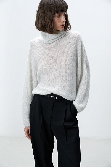 Укороченный мохеровый джемпер с люрексом 