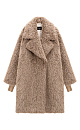 Объемная двубортная шуба длины миди из экомеха. Модель свободного силуэта со спущенной линией плеча,&nbsp;&nbsp;длинными трикотажными манжетами и застежкой на пуговицы. Изделие выполнено на подкладке.