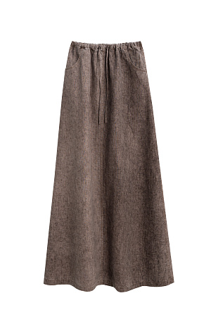 коричневый Юбка из 100% льна длины макси. Модель А-силуэта, с двумя боковыми карманами. Изделие выполнено с поясом на кулиске.