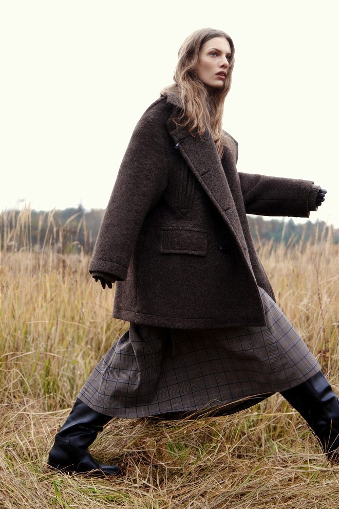 Юбка миди из шерсти в клетку