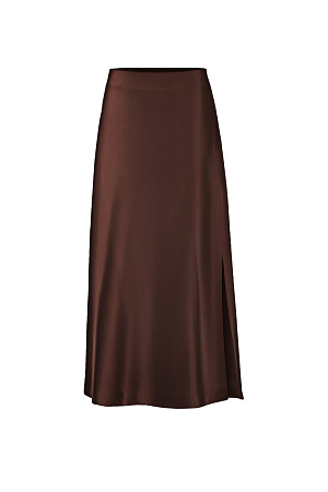 коричневый Лёгкая и нежная атласная юбка длины миди создаёт утончённый и при этом нетривиальный образ.