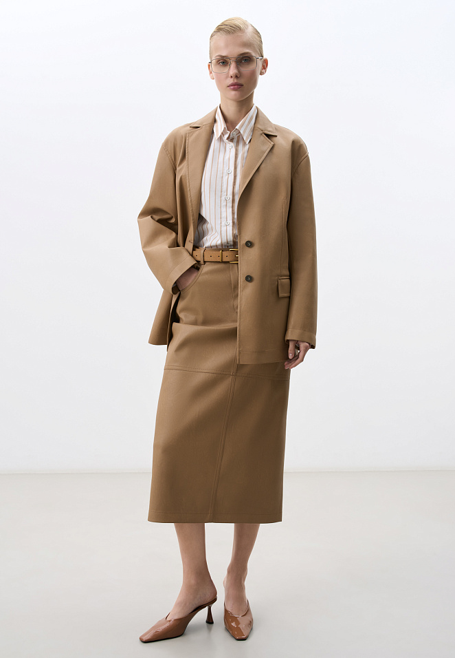 Юбка миди из экокожи