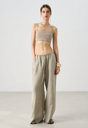 Брюки из 100% льна на кулиске 