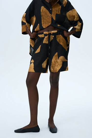 Принтованные шорты из 100% льна