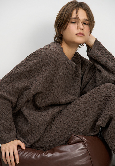 Брюки с косами из 100% шерсти мериноса экстрафайн 