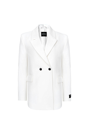 белый Классический жакет из поливискозы. Накладные карманы, брендированный ярлык на рукаве. Застежка на пуговицы. 