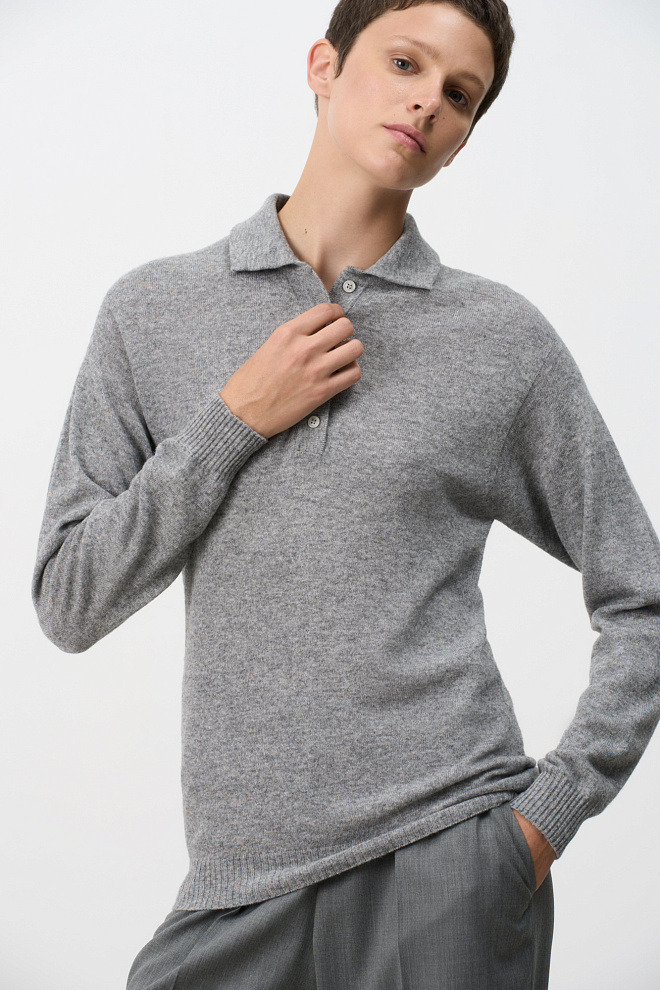 Джемпер из кашемира и шерсти с воротником поло