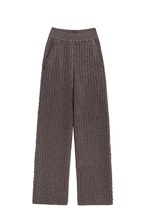 коричневый Трикотажные брюки с объемными косами из 100% шерсти мериноса экстрафайн. Модель на эластичной резинке и глубокими боковыми карманами. 