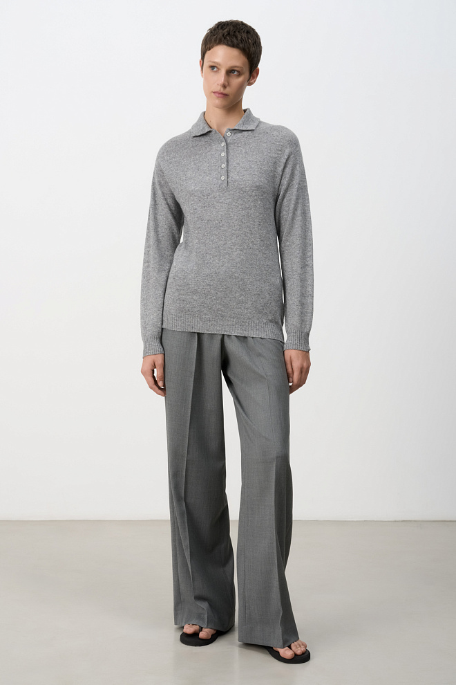 Джемпер из кашемира и шерсти с воротником поло