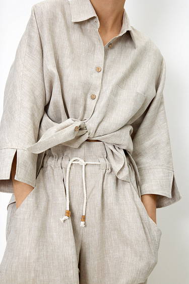 Шорты из 100% льна на кулиске