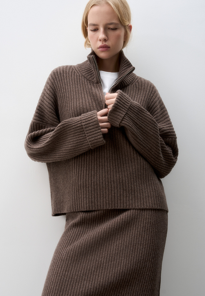 Джемпер в рубчик из кашемира и шерсти