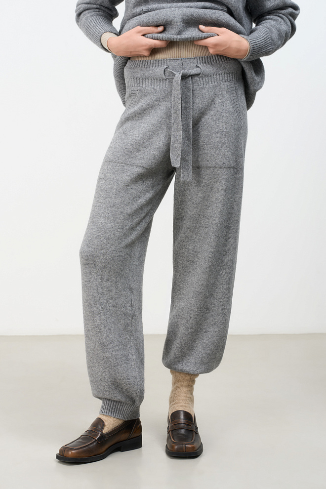 Трикотажные брюки-джоггеры из кашемира и шерсти