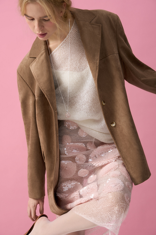 Юбка миди с геометрическим орнаментом из пайеток