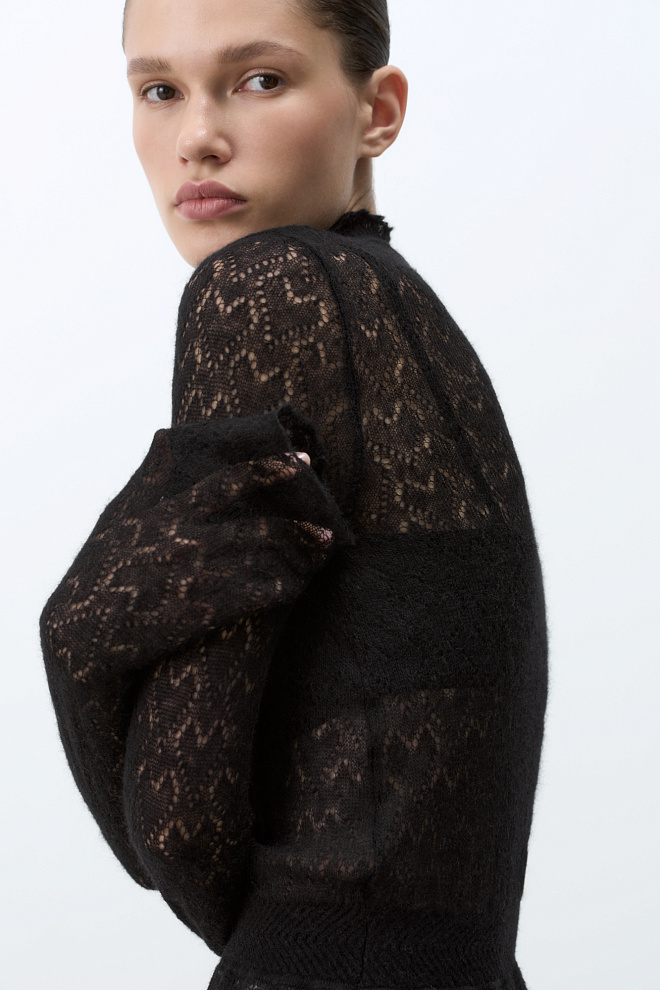 Ажурное платье из супер кид мохера и беби альпака