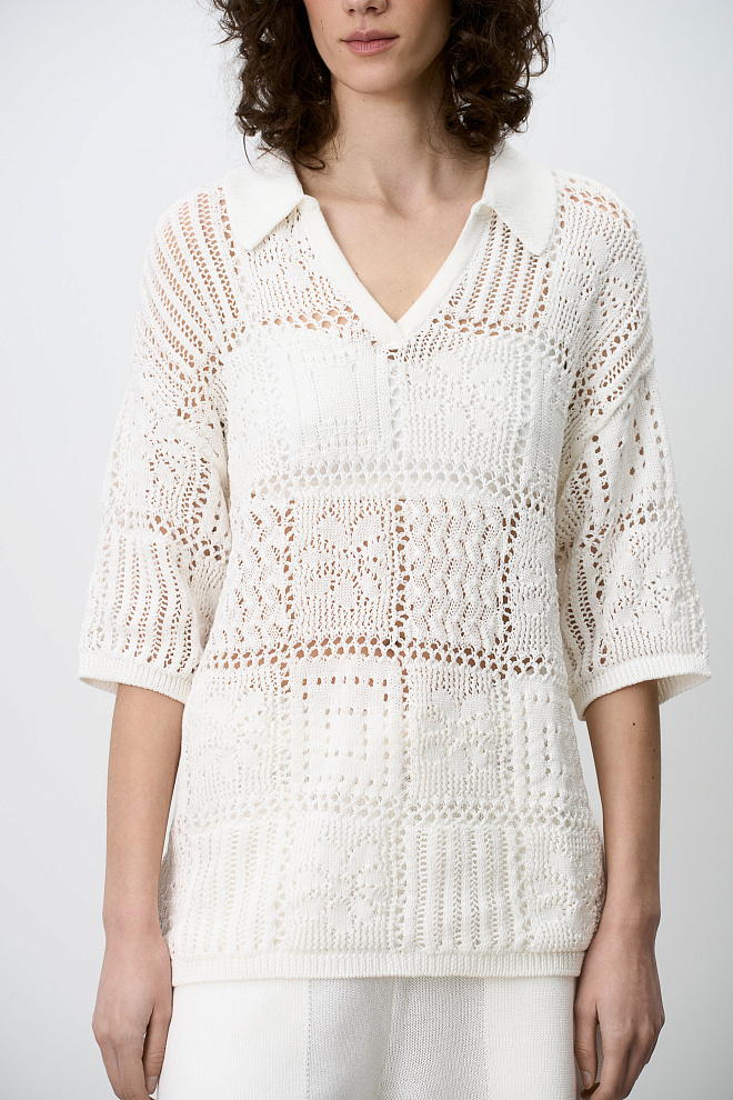 Трикотажная футболка поло в стиле пэчворк