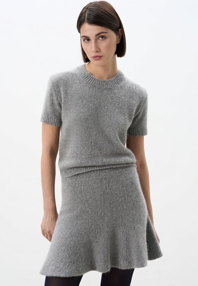 Юбка мини из пуха лисы