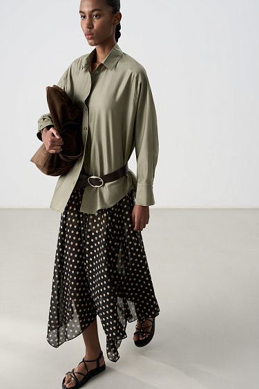 Шифоновая юбка с принтом горох