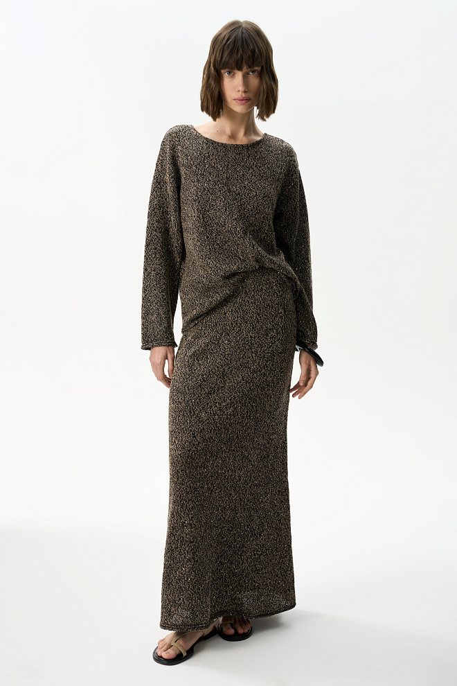 Трикотажная юбка из хлопка с пайетками