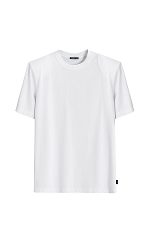 белый Футболка из 100% хлопка. Модель с подплечниками, короткими рукавами и круглым вырезом горловины.