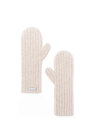 бежевый Трикотажные варежки из шерсти мериноса. Изделие декорировано брендированным ярлыком.