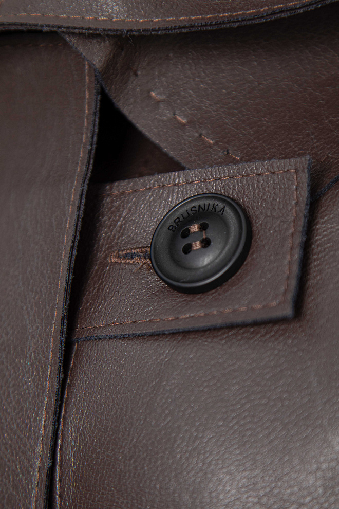 Парка из экокожи с капюшоном 