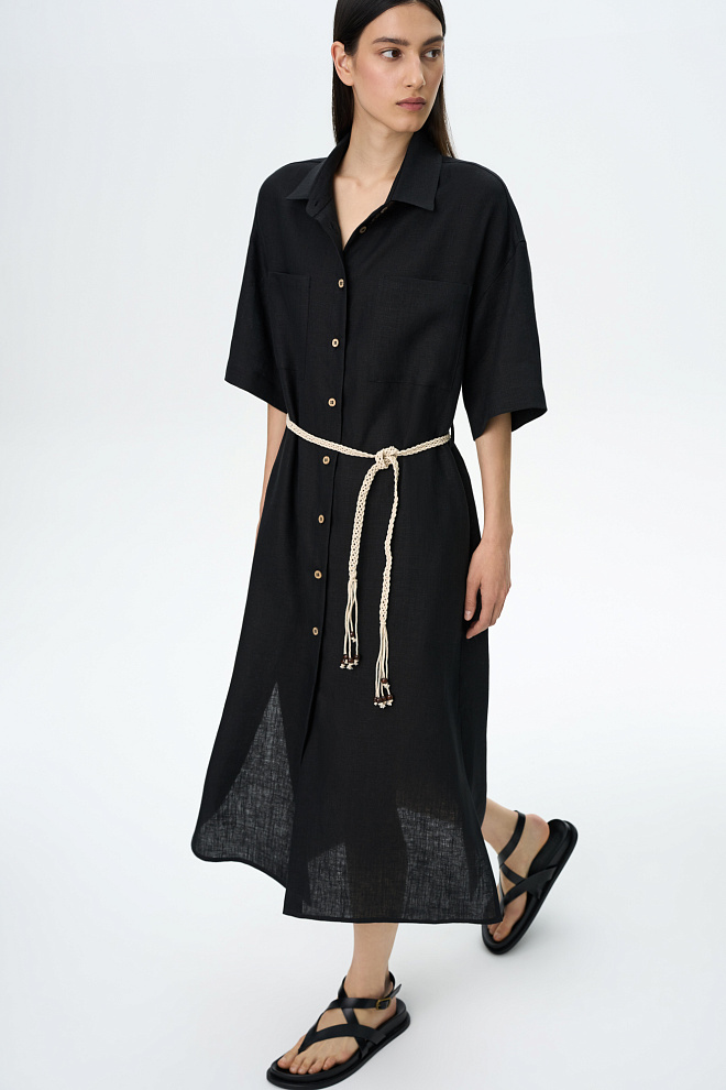 Платье-рубашка из 100% льна
