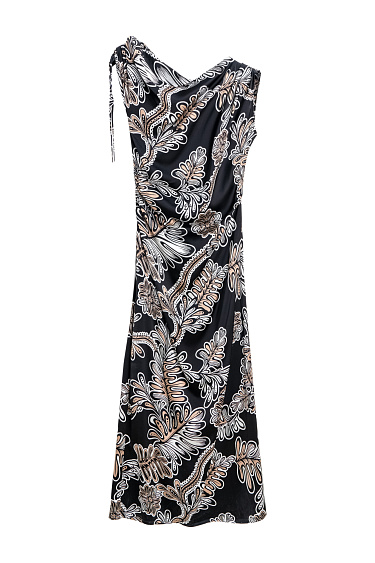 Принтованное атласное платье