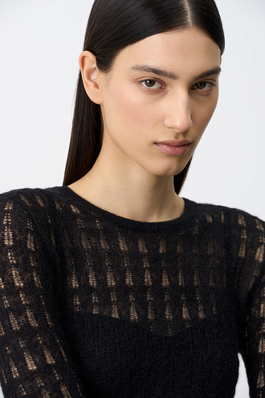 Ажурная водолазка из супер кид мохера и беби альпака