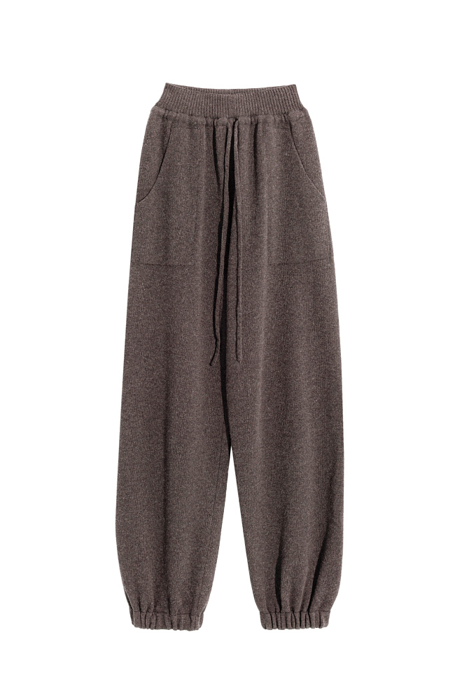 Трикотажные брюки-бананы из кашемира и шерсти 