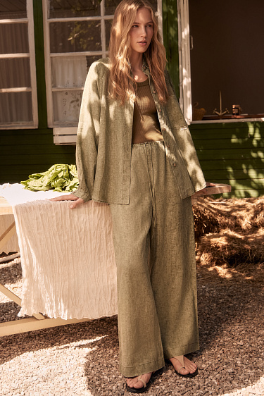 Брюки из 100% льна на кулиске 