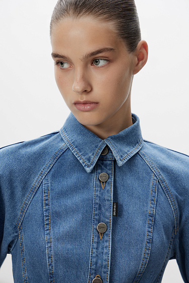 Джинсовое мини-платье из 100% хлопка