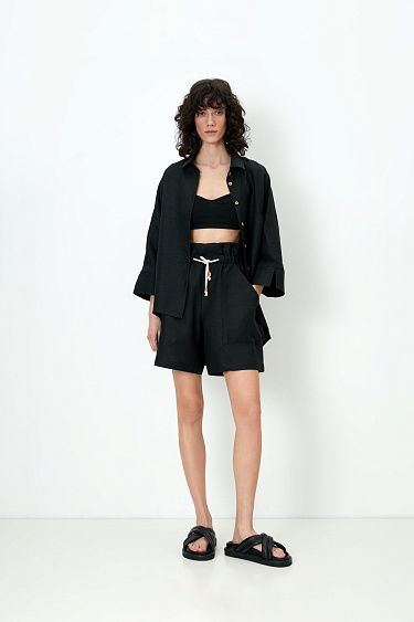 Шорты из 100% льна на кулиске