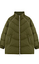 Удлиненный стеганый пуховик из текстурного нейлона. Модель с воротником-стойкой и прорезными карманами. Застежка на молнию. Брендированный ярлык на спине и рукаве изделия.