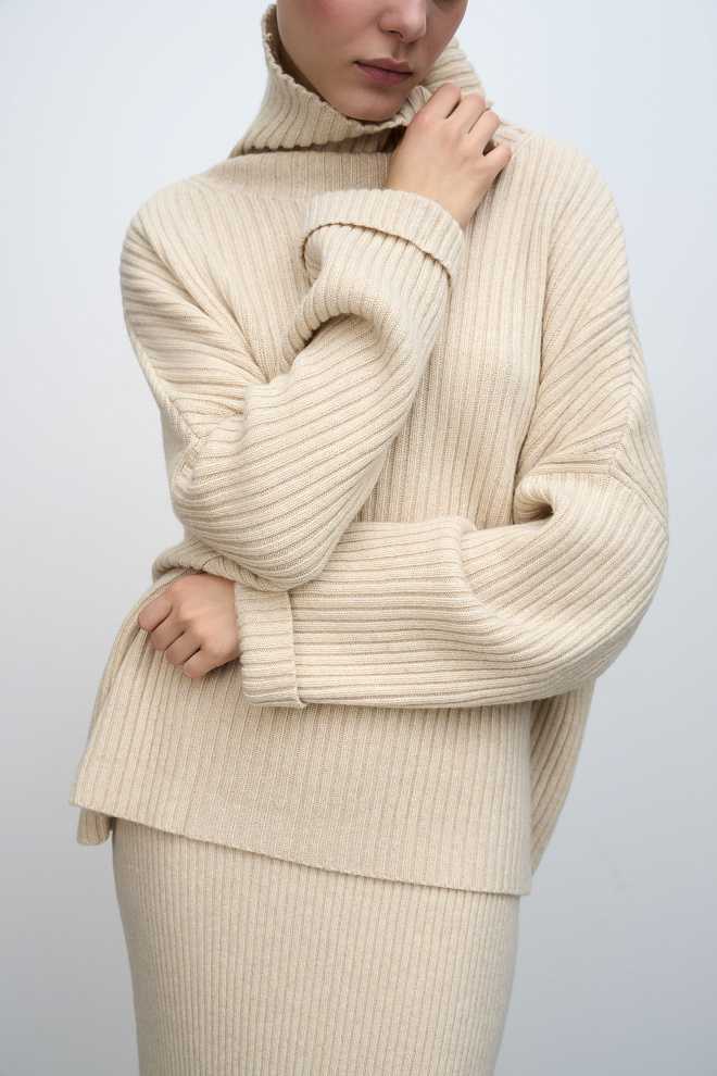 Джемпер в рубчик из кашемира и шерсти