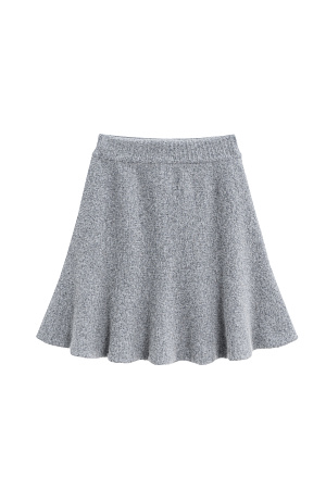 серый Трикотажная юбка длины мини из шерсти и пуха лисы. Модель полусолнце с эластичным поясом на резинке. 