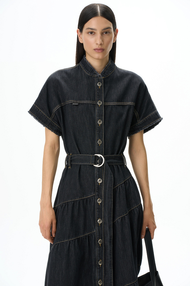 Джинсовое платье с асимметричным низом