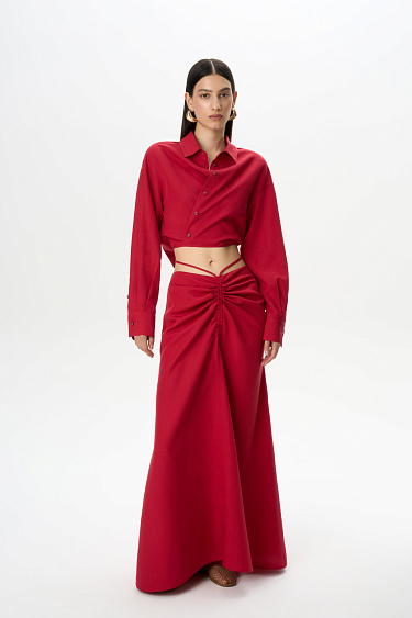 Укороченная рубашка с завязками