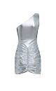 Асимметричное платье длины мини с драпировкой и перекрученным лифом. Модель приталенного силуэта с лямкой на одно плечо. Изделие на подкладке.&nbsp;&nbsp;