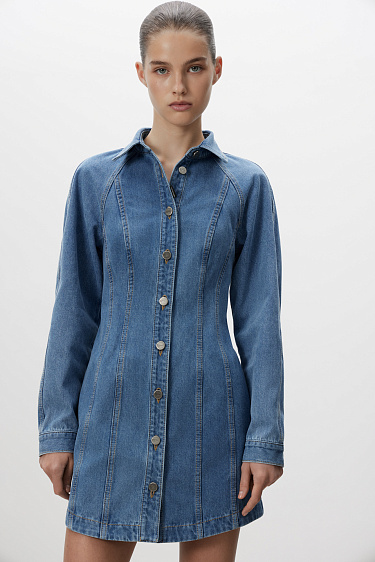 Джинсовое мини-платье из 100% хлопка