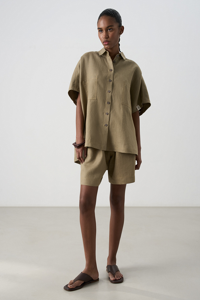 Рубашка из 100% льна без рукавов