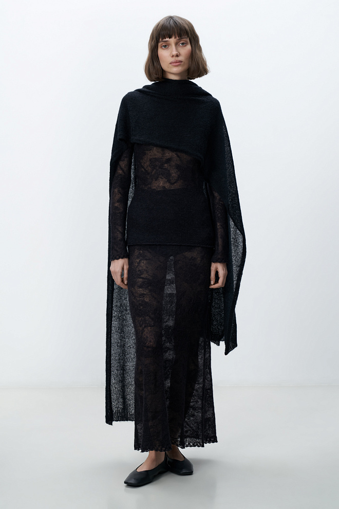 Ажурная юбка из супер кид мохера и беби альпака