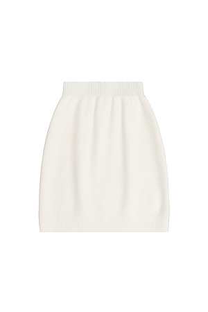 молочный Трикотажная юбка длины мини из шерсти с добавлением кашемира. Модель по фигуре с эластичным поясом на резинке.
