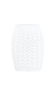 Трикотажная юбка длины мини из хлопка с добавлением эластана. Модель по фигуре, с эластичным поясом в рубчик. Изделие выполнено фактурной вязкой с волнистым узором.