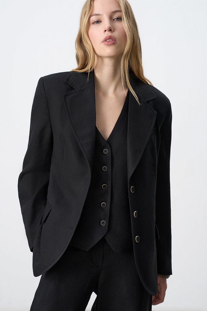 Однобортный жакет из 100% льна