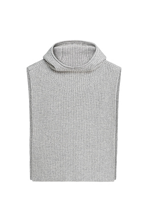 серый Трикотажный капор-манишка из кашемира и шерсти. Модель с удлиненными полами.