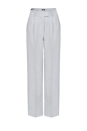 серый Широкие брюки палаццо из 100% льна. Боковые карманы и потайная застежка на молнию и пуговицу. Дополнить образ можно топом и жакетом. 