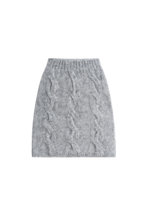 серый Трикотажная юбка длины мини с косами из шерсти и мохера. Модель приталенного силуэта с эластичным поясом в рубчик.