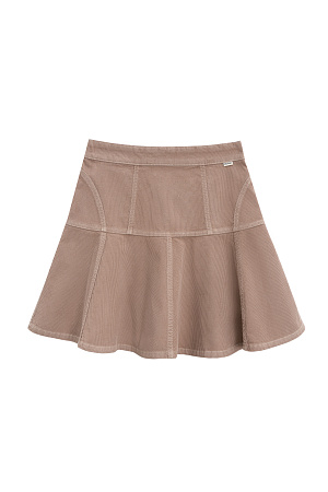 бежевый Вельветовая юбка длины мини с брендированным ярлыком на поясе и застежкой на молнию сзади. Дополнить образ можно бомбером.