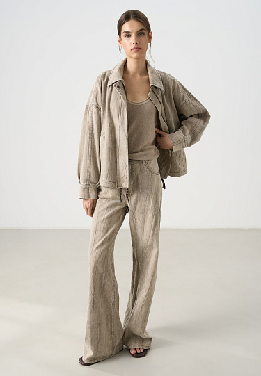 Льняные брюки со шнурком 