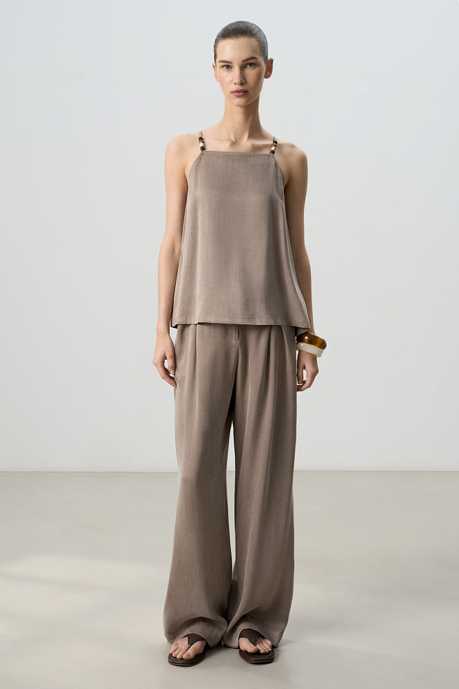 Топ из купры на тонких бретельках